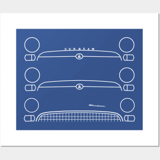 Sunbeam Tiger Mk1-2 classic 1960s British car evolution white outlines Posters and Art